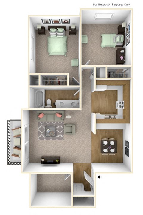 English Oak Deluxe 2 Bed at Charter Oaks Apartments, Davison